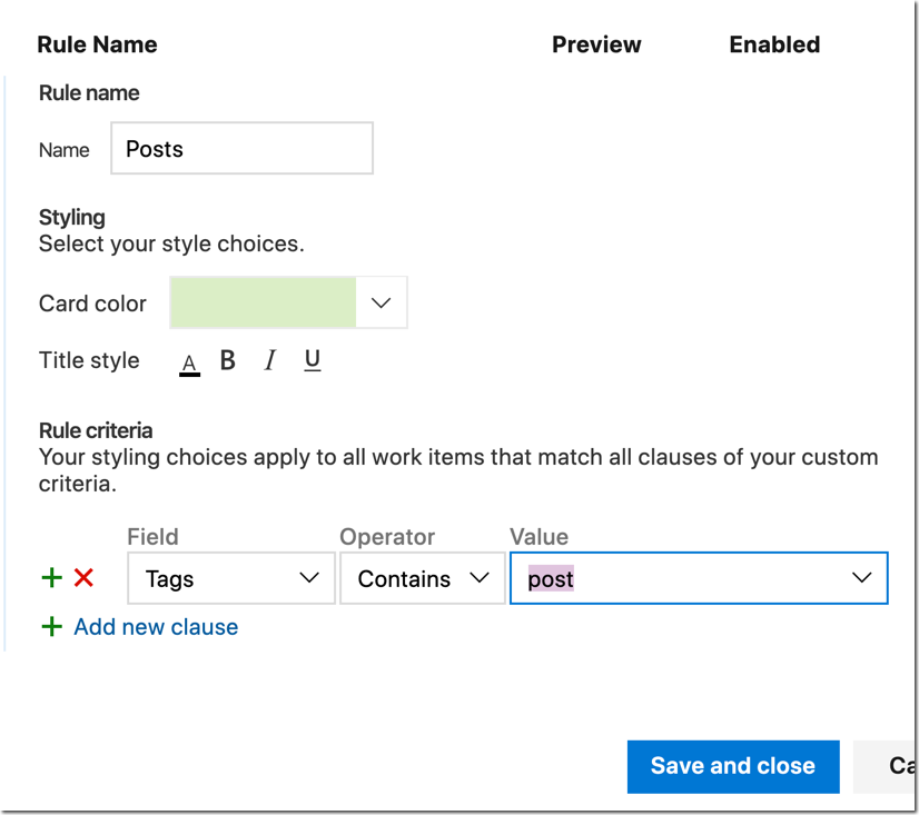 Edit tag rule